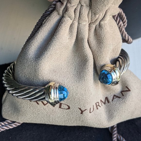 David Yurman Jewelry - David Yurman Silver Bracelet with Blue Accents